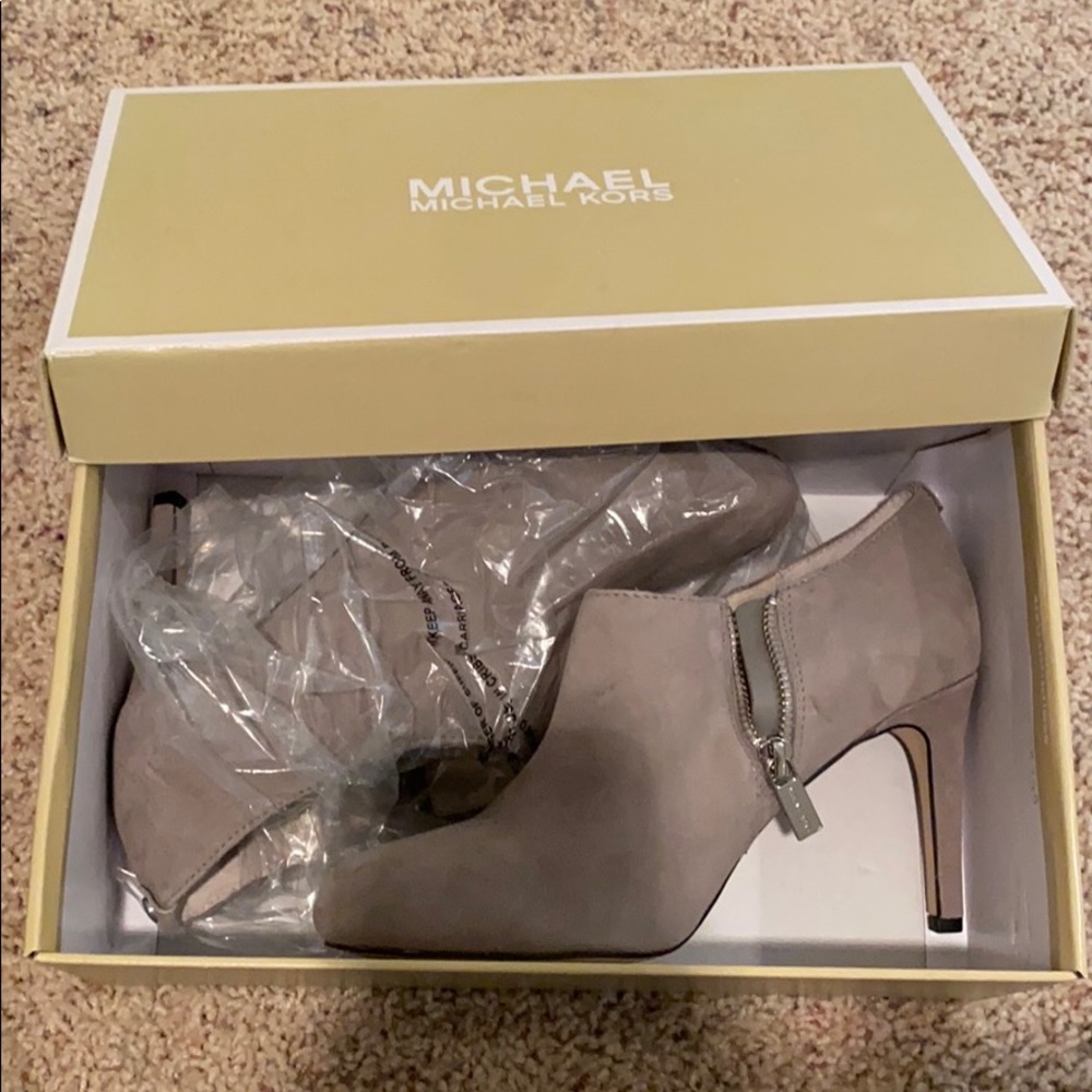 Grey suede booties